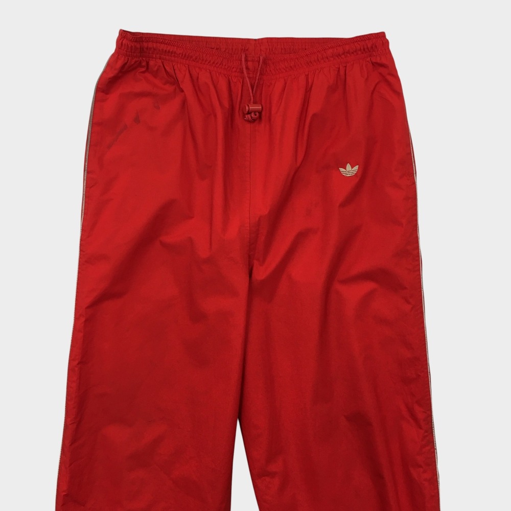 Adidas Vintage Track Pants Mens Large Red Trefoil Logo Nylon Lined Windbreaker